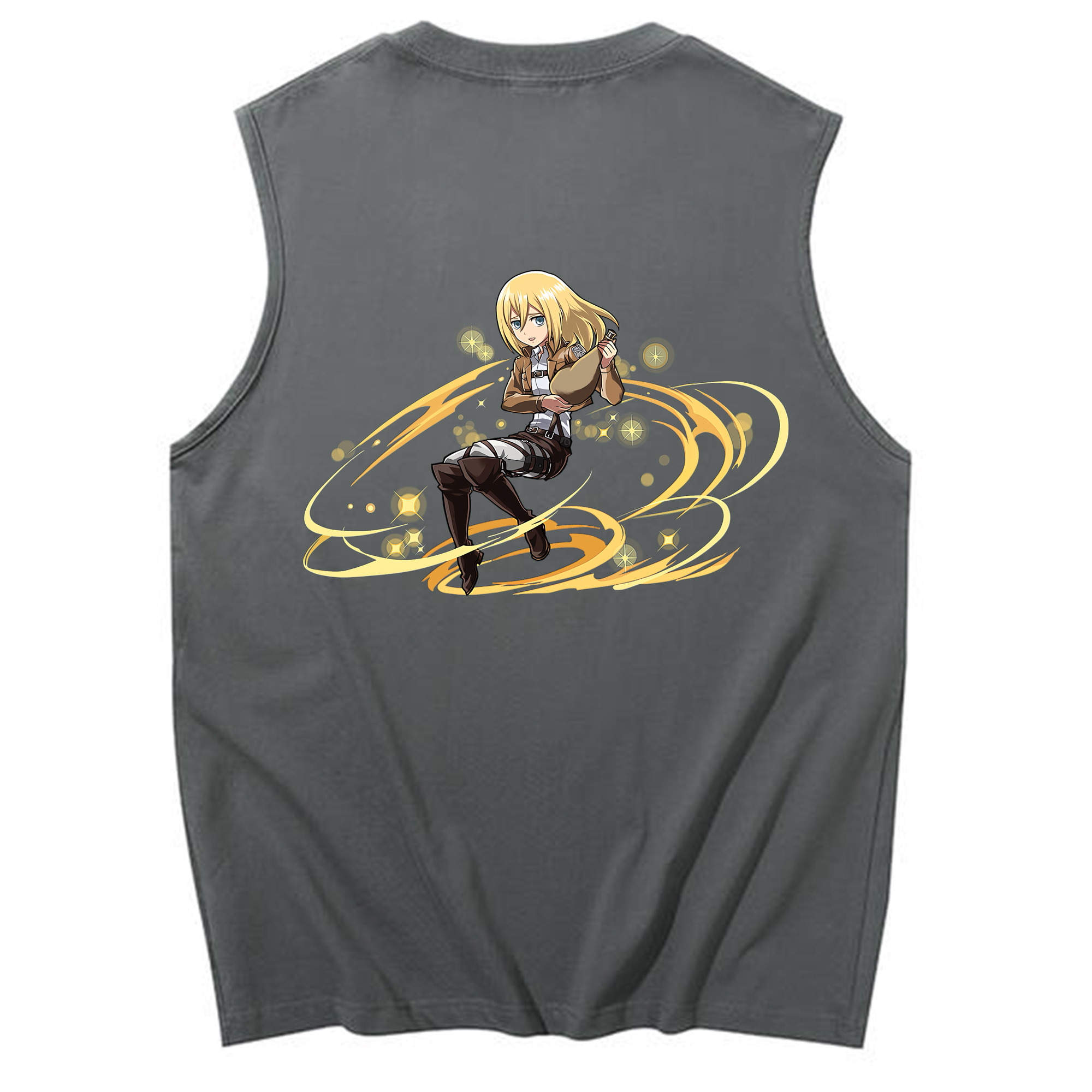 （画像用） 進撃の巨人 クリスタ·レンズ Attack on Titan Christa Lenz コットン100％タンクトップ（背面プリント）
